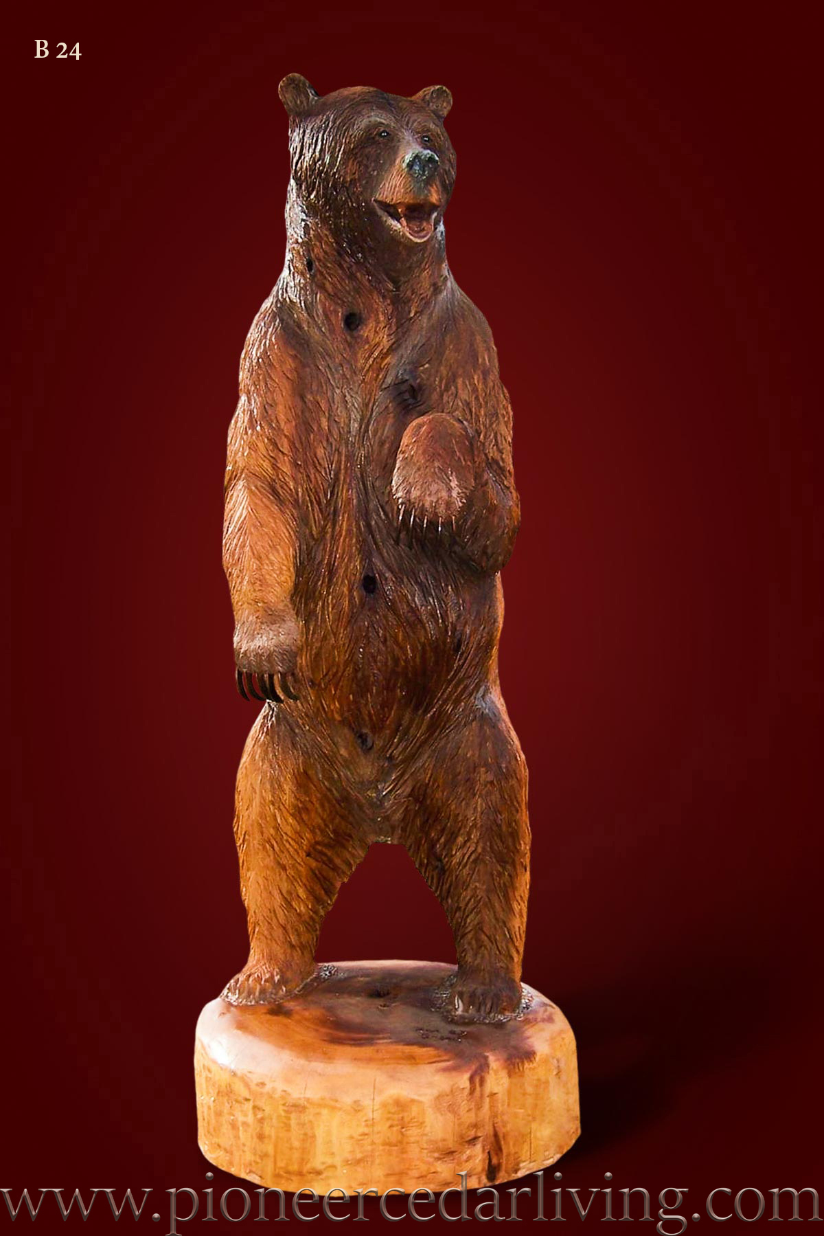 wooden grizzly bear statue